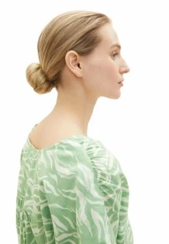 Tom Tailor Gemusterte Kurzarm - Blouse - Green Small Wavy Design -Tom Tailor 91b8e46951354ec9822b9a0697c0cc92