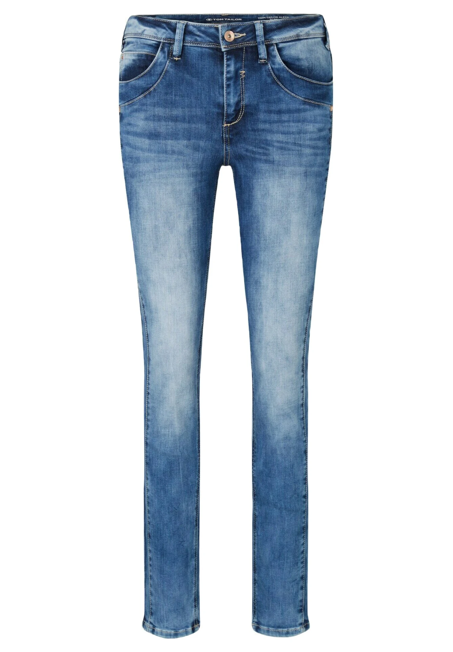 Tom Tailor Slim Fit Jeans - Destroyed Mid Stone Blue Denim 4 Tom Tailor Slim Fit Jeans - Destroyed Mid Stone Blue Denim - Afbeelding 4