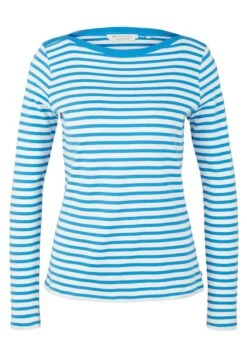 TOM TAILOR Denim Contrast Neck - Longsleeve - White Mid Blue Stripe -Tom Tailor 956bea0fb44649cc81e99b11c66aeafd