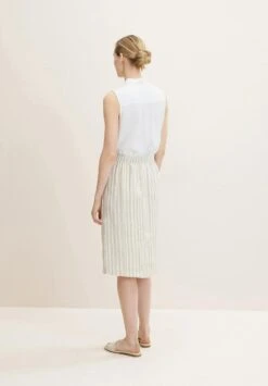 Tom Tailor Mit Leinen - A-Lijn Rok - Beige Drawn Vertical Stripe -Tom Tailor 961f74bc821c4c8187084e1255e6f13a