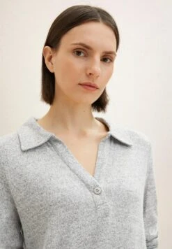 Tom Tailor Langarm Mit Polokragen  - Poloshirt - Concrete Grey Melange -Tom Tailor 98df6979b6e64f13a9c846cd9f315099