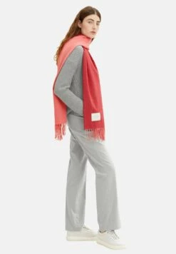 Tom Tailor Mit Fransen - Sjaal - Smooth Papaya Red