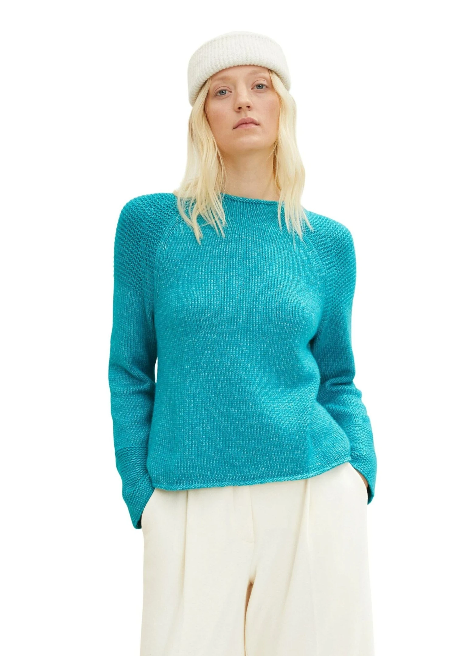 Tom Tailor Trui - Teal Blue Melange 2 Tom Tailor Trui - Teal Blue Melange - Afbeelding 2