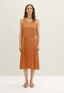 Tom Tailor Mit Gürtel - Jerseyjurk - Terracotta Brown