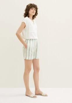 Tom Tailor Bermuda Mit - Shorts - Offwhite/Brown Vertical Stripe -Tom Tailor 9e321638acce479084fc5d0eada14b1a