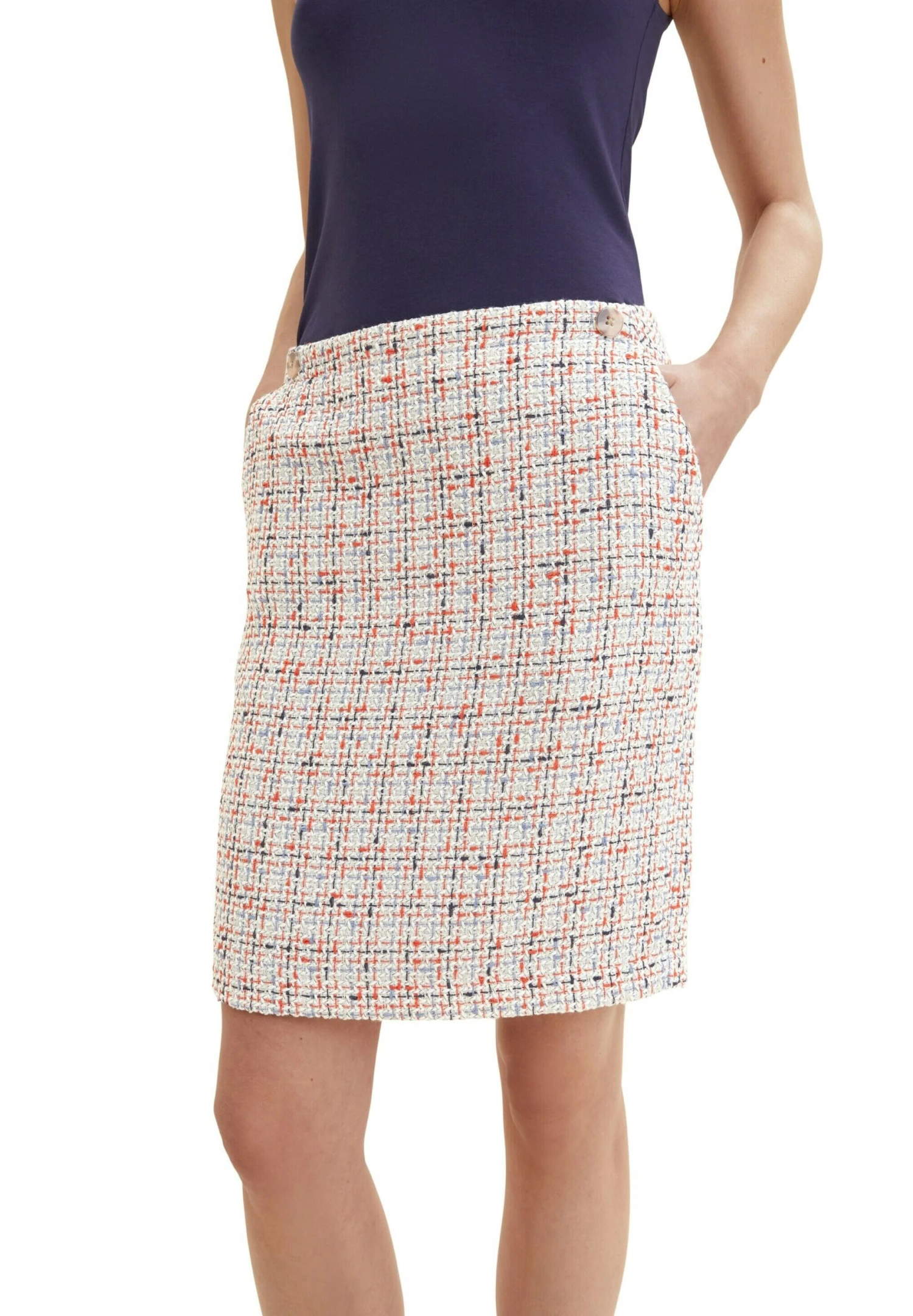 Tom Tailor Bouclé-Rock - Kokerrok - Blue Red Boucle 6 Tom Tailor Bouclé-Rock - Kokerrok - Blue Red Boucle - Afbeelding 6