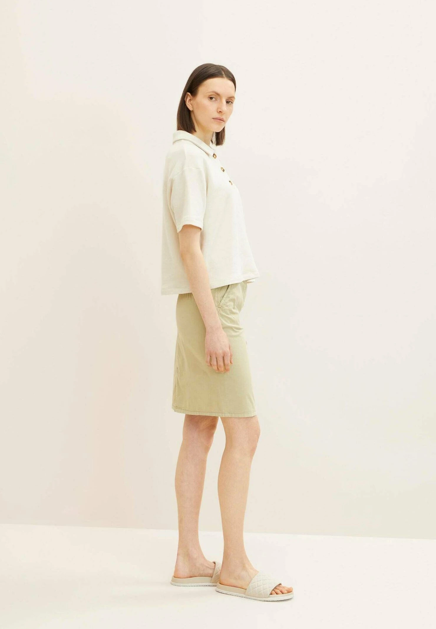 Tom Tailor Röcke Unifarbender Rock - Kokerrok - Light Moderate Olive 4 Tom Tailor Röcke Unifarbender Rock - Kokerrok - Light Moderate Olive - Afbeelding 4