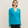 Tom Tailor V-Ausschnitt  - Longsleeve - Teal Blue