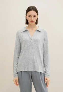 Tom Tailor Langarm Mit Polokragen  - Poloshirt - Concrete Grey Melange