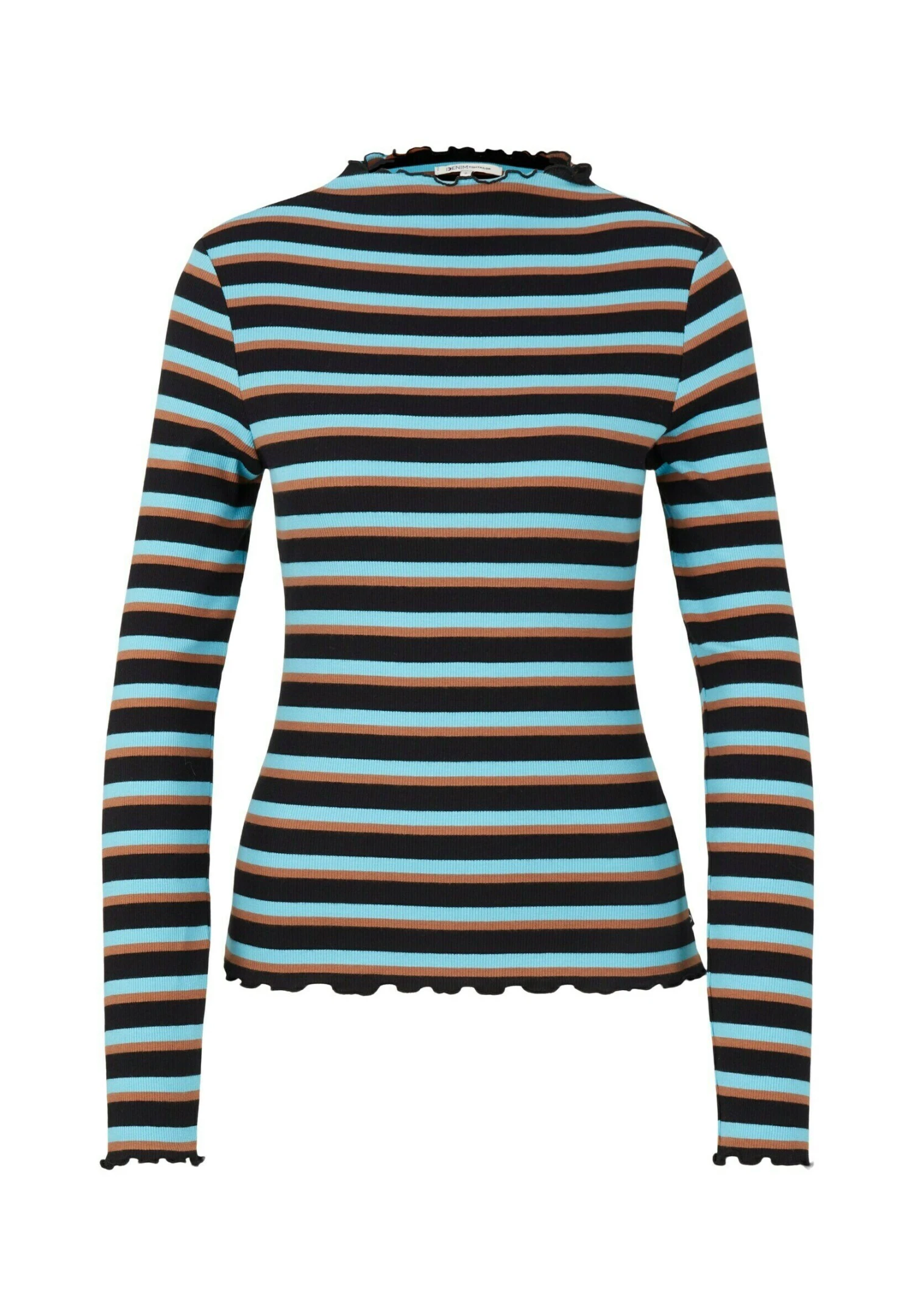 TOM TAILOR Denim Cosy - Longsleeve - Black Brown Blue Stripe 5 TOM TAILOR Denim Cosy - Longsleeve - Black Brown Blue Stripe - Afbeelding 5