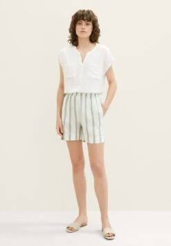 Tom Tailor Bermuda Mit - Shorts - Offwhite/Brown Vertical Stripe -Tom Tailor ad3575308b8e4c1d8df02e826cbe8420