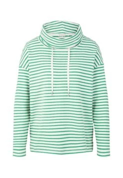 Tom Tailor Structure - Sweater - Off White Green Stripe -Tom Tailor b2f5119f08754a19a5607c482047b09e
