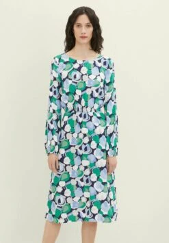 Tom Tailor With Smocking Detail - Jurk - Green Flower Design