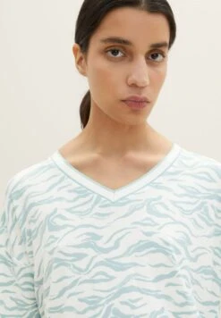 Tom Tailor Gemustertes - T-Shirt Print - Blue Small Wavy Design -Tom Tailor b532dc668cf54f24bf927e470b462be0