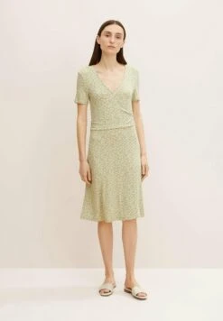 Tom Tailor Jerseyjurk - Green Offwhite Leaf Design