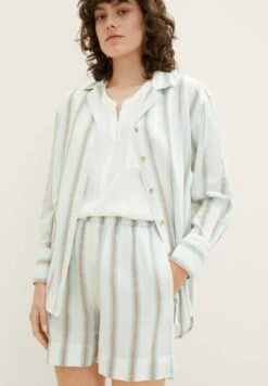 Tom Tailor Bermuda Mit - Shorts - Offwhite/Brown Vertical Stripe -Tom Tailor b5e76d7479e84910b4fa66897abadd35