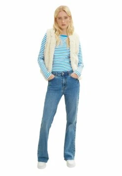 TOM TAILOR Denim Contrast Neck - Longsleeve - White Mid Blue Stripe -Tom Tailor b82b1429a4e84f0ea2bff4dc540fccad