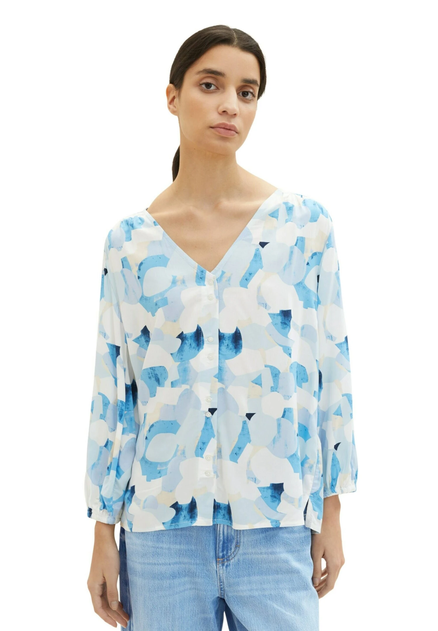 Tom Tailor Gemusterte - Blouse - Blue Shapes Design 2 Tom Tailor Gemusterte - Blouse - Blue Shapes Design - Afbeelding 2