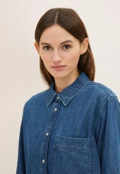 TOM TAILOR Denim Overhemdblouse - Clean Dark Stone Blue Denim -Tom Tailor bac700ff2c0c4afb81ee6df518de043c