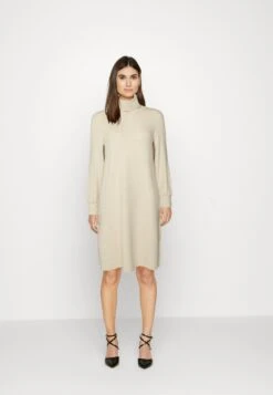 Tom Tailor Cosy With Collar - Gebreide Jurk - Soft Light Camel Melange