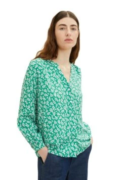 Tom Tailor Longsleeve - Blouse - Green Floral Design -Tom Tailor c1488d12d514404481aa3383a66952ce