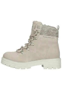 Tom Tailor Enkellaarsjes Met Plateauzool - Cream