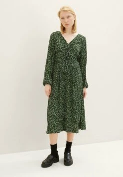 TOM TAILOR Denim Mit Knopfleiste - Blousejurk - Black Green Flower Print