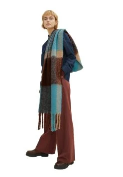 TOM TAILOR Denim WeicherMit Groben- Sjaal - Aqua Brown Check -Tom Tailor c7f5425e8220447e98482df8f58b8344