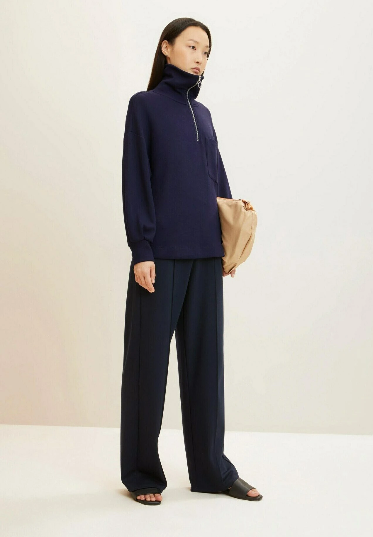 Tom Tailor Mit Troyerkragen - Sweater - Navy Midnight Blue 2 Tom Tailor Mit Troyerkragen - Sweater - Navy Midnight Blue - Afbeelding 2