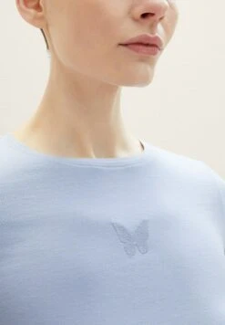 TOM TAILOR Denim Cropped Mit Motivprint - T-Shirt Basic - Parisienne Blue -Tom Tailor d4b9967861f04c61914d49da795bf796