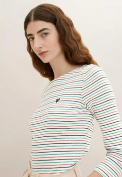 Tom Tailor Gestreiftes Mit 3/4 Arm - Longsleeve - Offwhite Multicolor Stripe -Tom Tailor d7d94756bba74191a423f2145177b95f
