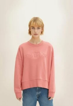 TOM TAILOR Denim Oversized Logo - Sweater - Peach Pink