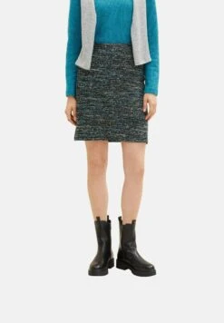 Tom Tailor Kokerrok - Green Teal Blue Boucle