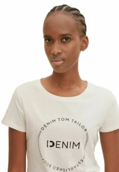 TOM TAILOR Denim Round Logo - T-Shirt Print - Gardenia White -Tom Tailor ee80fecb4d134af893c16b7630c00d03