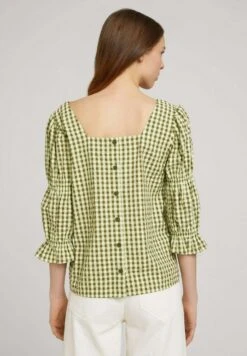 TOM TAILOR Denim Mit Carree Aussc - Blouse - Small Green Check -Tom Tailor f066b2d733974f9eba8572c70c80efc2