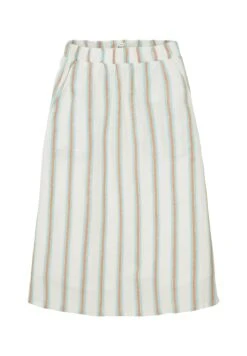 Tom Tailor Midi Mit- A-Lijn Rok - Offwhite/Brown Vertical Stripe -Tom Tailor f1192102c8e34582b582bcf485e4065a