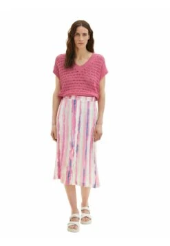 Tom Tailor Bedruckter - A-Lijn Rok - Pink Tie Dye Stripe -Tom Tailor f1588b40fa2a4c24b10d4298efe74309