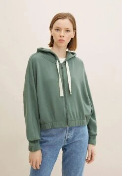 TOM TAILOR Denim Sweater Met Rits - Green Dust