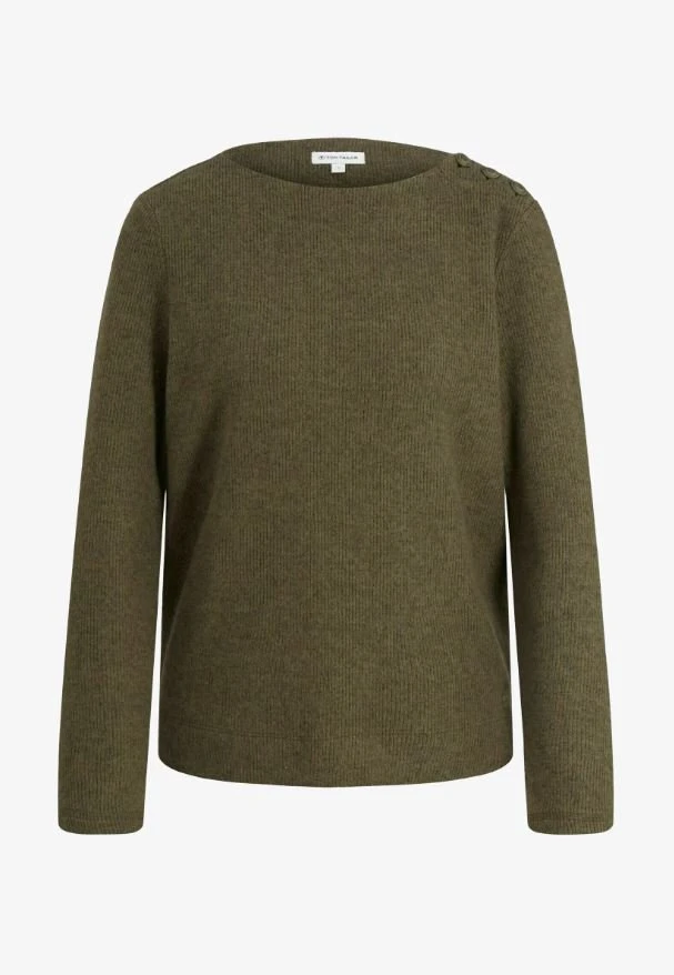 Tom Tailor Cozy - Trui - Tarmac Khaki Melange 6 Tom Tailor Cozy - Trui - Tarmac Khaki Melange - Afbeelding 6