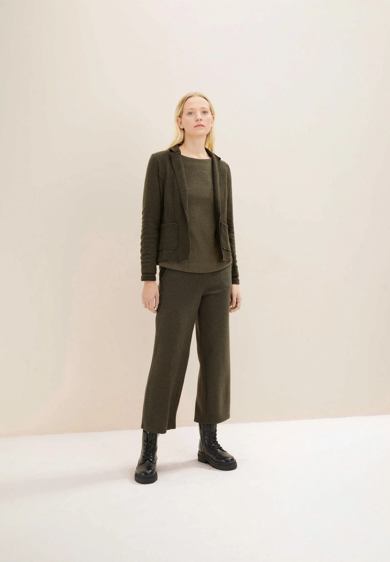 Tom Tailor Cozy - Trui - Tarmac Khaki Melange 2 Tom Tailor Cozy - Trui - Tarmac Khaki Melange - Afbeelding 2