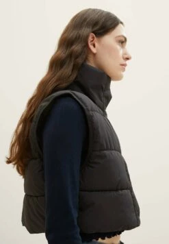 TOM TAILOR Denim Cropped Puffer - Bodywarmer - Deep Black -Tom Tailor fa6fa62f203d4330a8052f9357b405ab