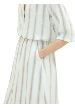 Tom Tailor Midi Mit- A-Lijn Rok - Offwhite/Brown Vertical Stripe -Tom Tailor fab7373db1f748289c5a1f1728515be9
