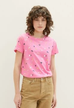 Tom Tailor Crew Neck Print - T-Shirt Print - Pink Geo Shapes Design