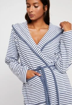 Tom Tailor Stripe Bathrobe - Badjas - Jeans Blue -Tom Tailor fdd06fad2af04078babca7f9af850716