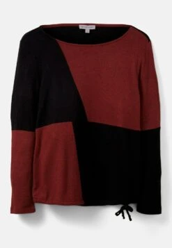 Tom Tailor Colour-Blocking - Longsleeve - Maroon Black Color Block -Tom Tailor fde9e3b23e554ee4aa16e9bc6f1f95f2